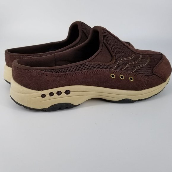 Easy Spirit Women US 8.5 Shoes Mule Clog Slip On Travel Suede Dark Brown Cream - Picture 11 of 15